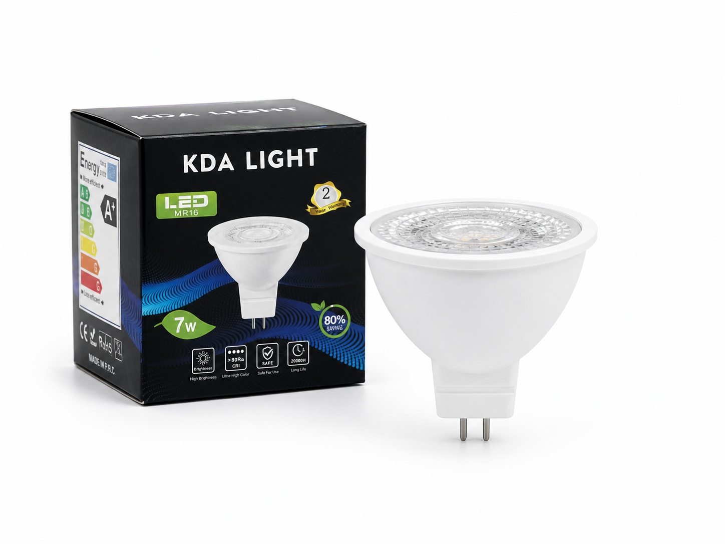 لامپ هالوژن LED پایه سوزنی MR16 مدل 7 وات KDA Light لنزدار SMD چیپ | نور متمرکز و کم‌مصرف