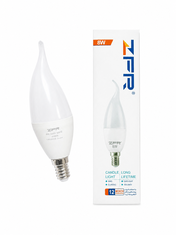 لامپ LED اشکی ۸ وات ZFR مدل SMD با سرپیچ E27 | نور یکنواخت | ۱۲ ماه ضمانت