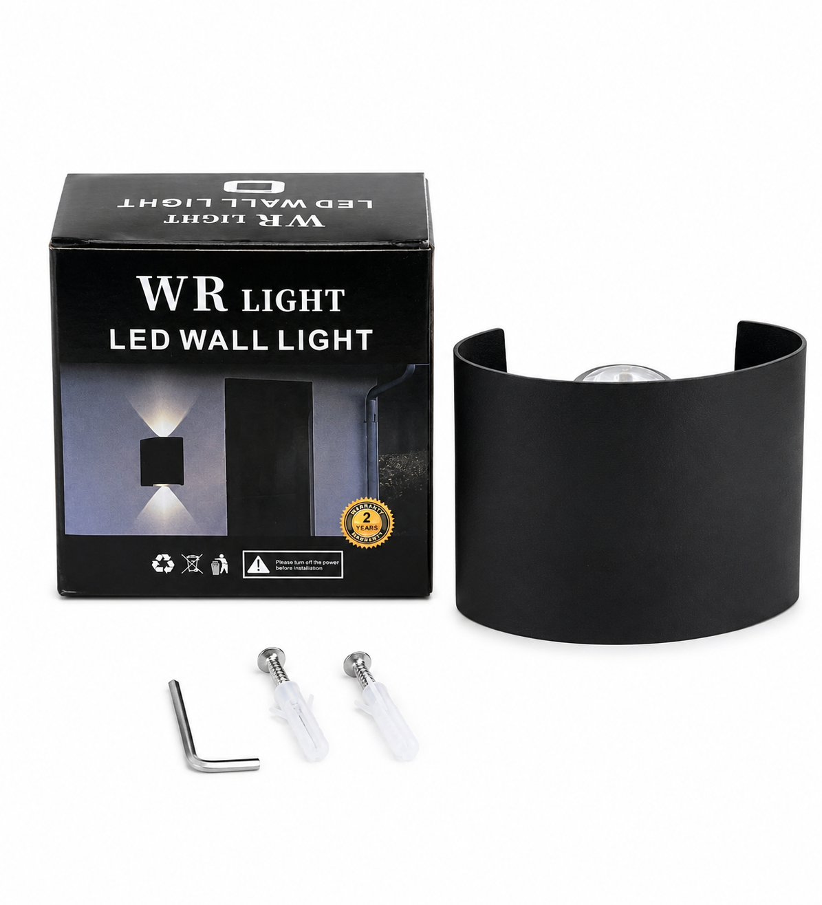 چراغ دیواری روکار دو طرفه LED قطاری ۲ وات بدنه مشکی  WR LIGHT