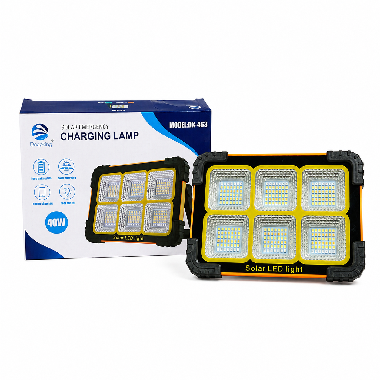 پروژکتور شارژی سولار LED مدل DK-463 | چراغ اضطراری و کمپینگ چندکاره